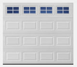 Short raised panel garage door with Stockton windows 