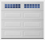 Long Raised panel garage door with Stockton windows 
